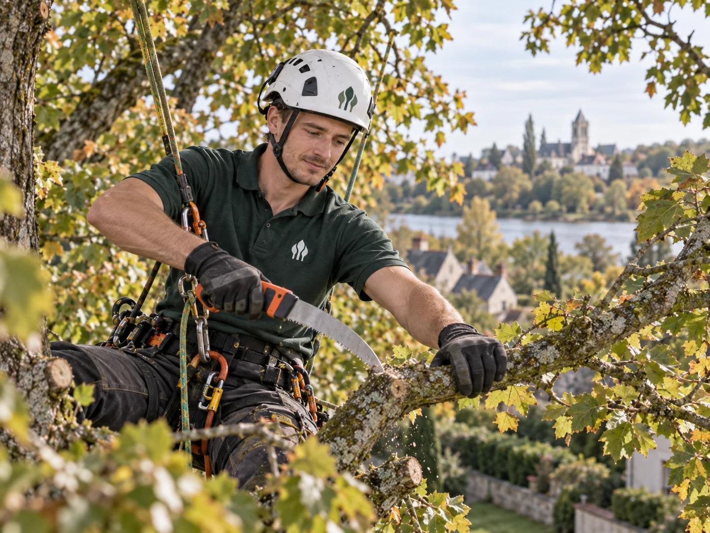 Élagueur-grimpeur Cime Loiret réalisant une taille dans un arbre
